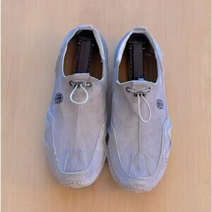 Clohoo Mens Slip-on Genuine Handmade Leather Grey Breathable Low Top Size 8.5